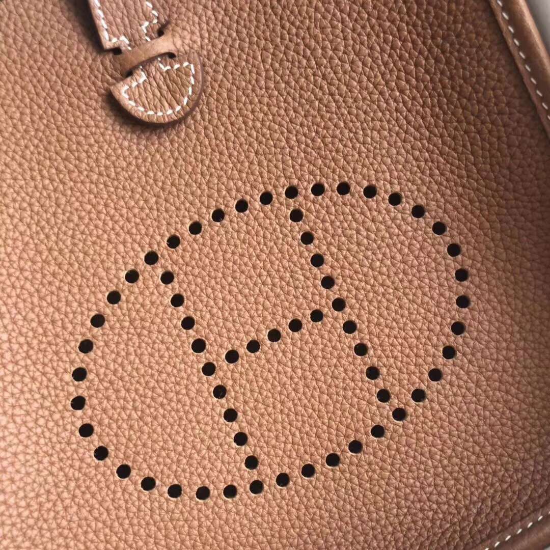 에르메스 미니 에블린16 골드브라운 은장 토고가죽